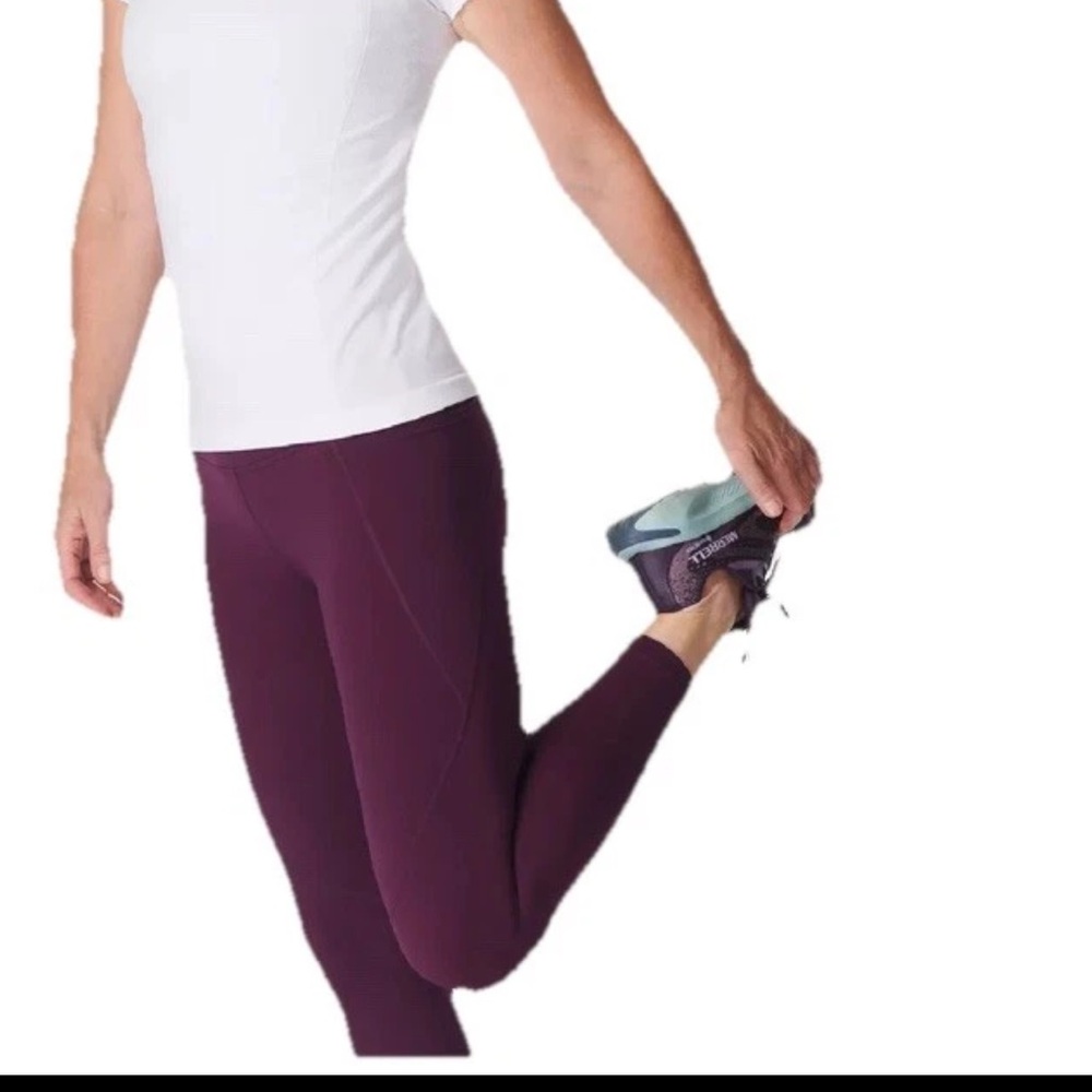 Sweaty Betty Women’s 7/8 Workout Power Pocket Leggings Midnight Cherry SZ 8